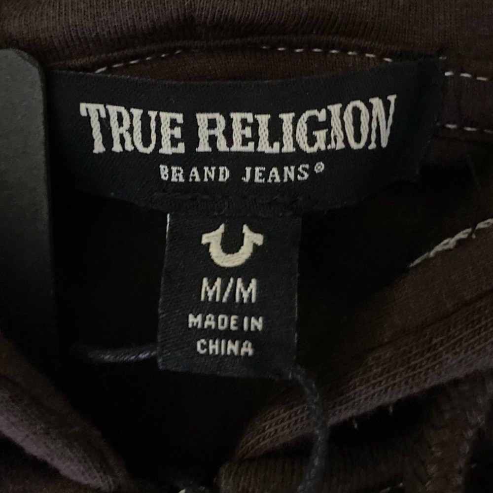 True Religion Buddha Logo Seal Zip Hoodie Brown Men’s M - Picture 13 of 14